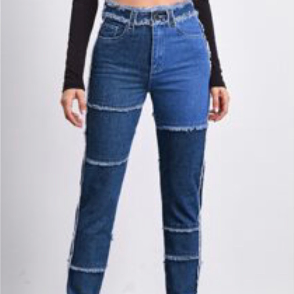 SHEIN Cut and Sew Frayed Jeans
